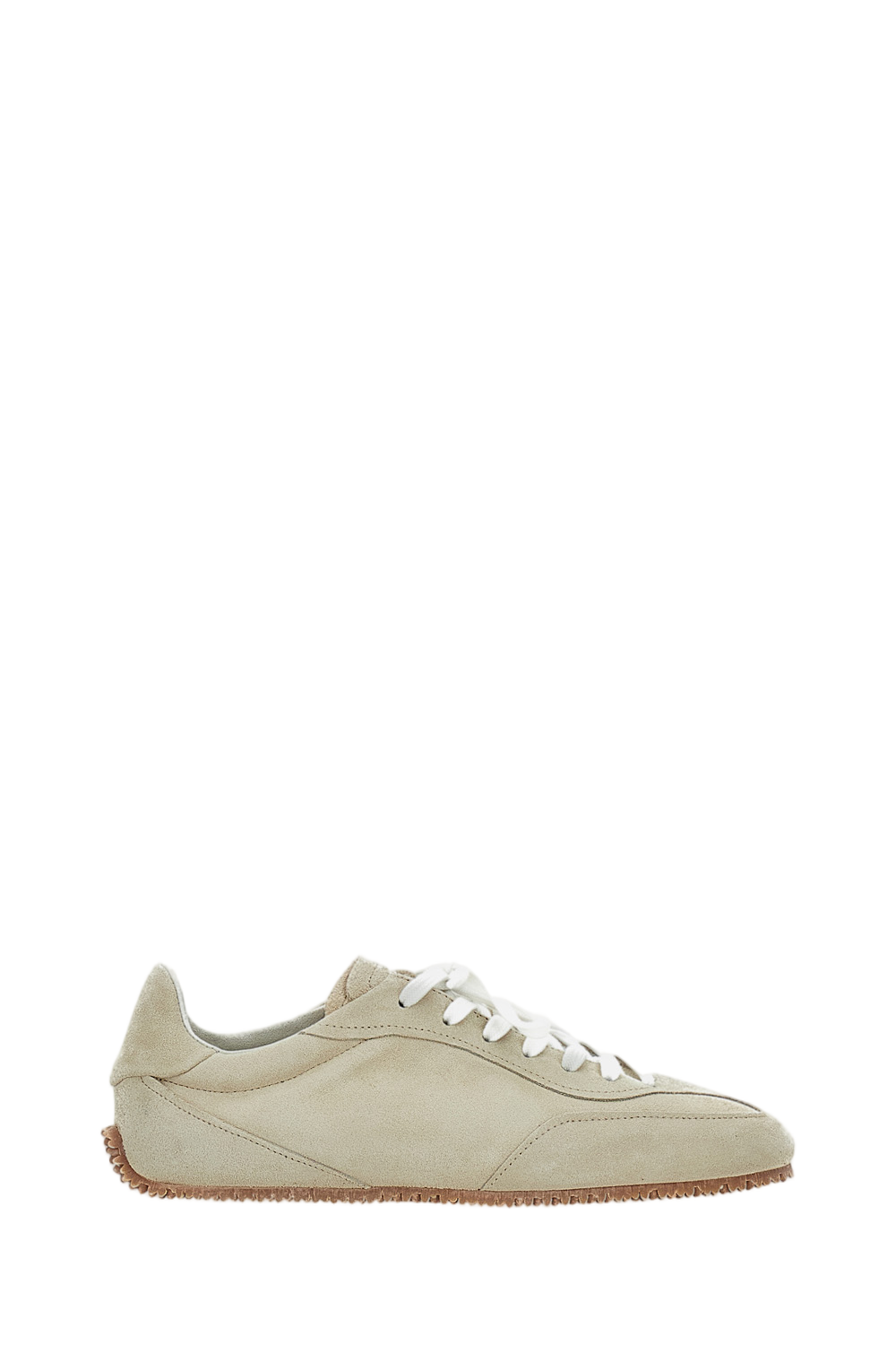 Minimalist Beige Low-Profile Sneakers with Cross-Panel Design