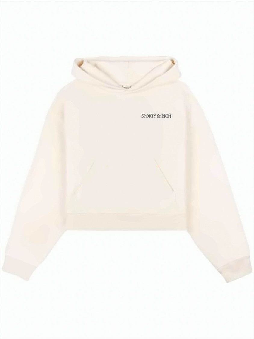 Cropped Soft Beige Hoodie With Subtle Logo