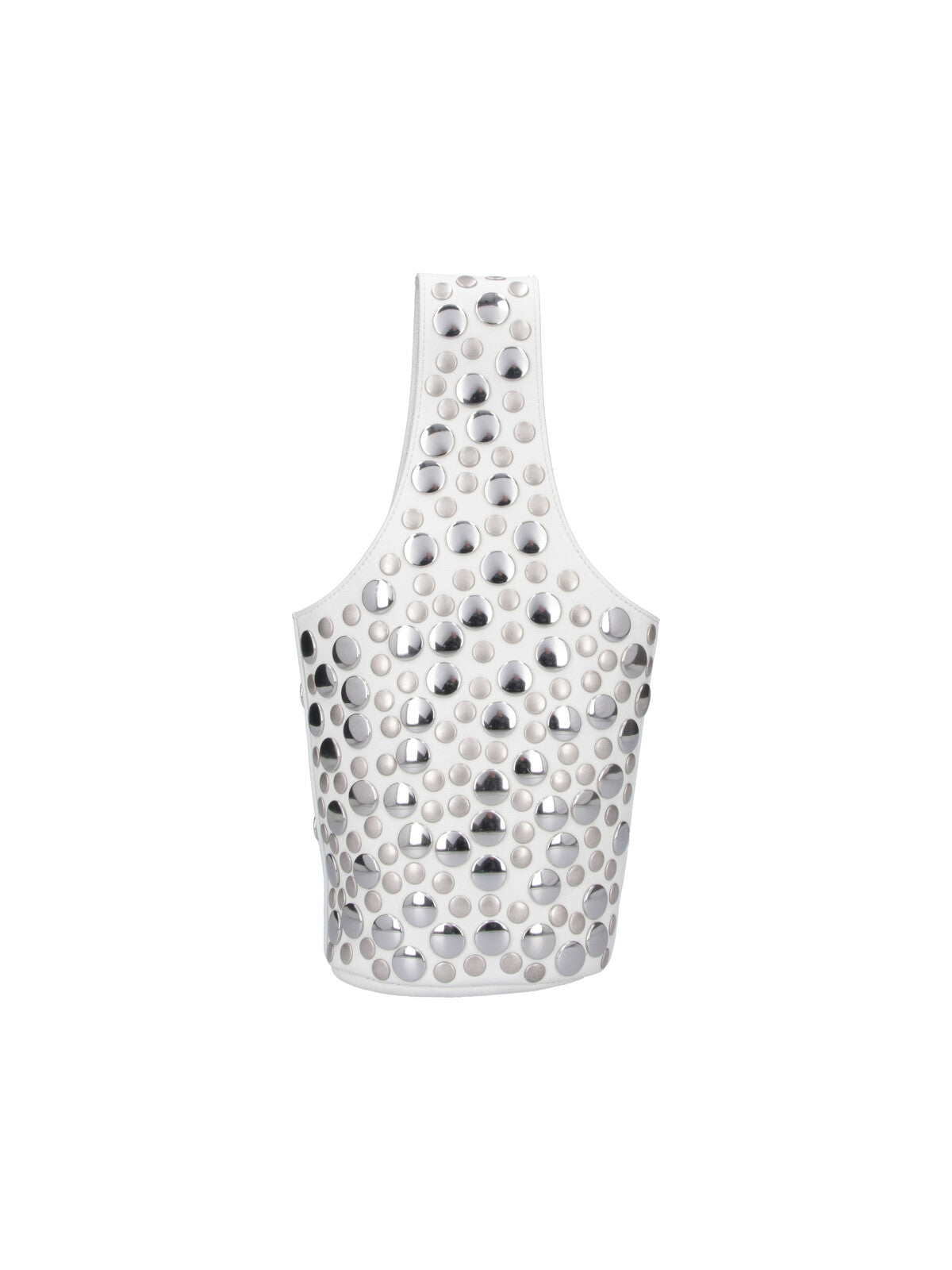 White Livia Small Studs Leather Tote