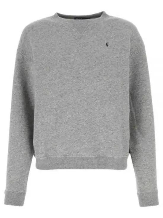 Heathered Grey Long-Sleeved Sweatshirt with Embroidered Logo