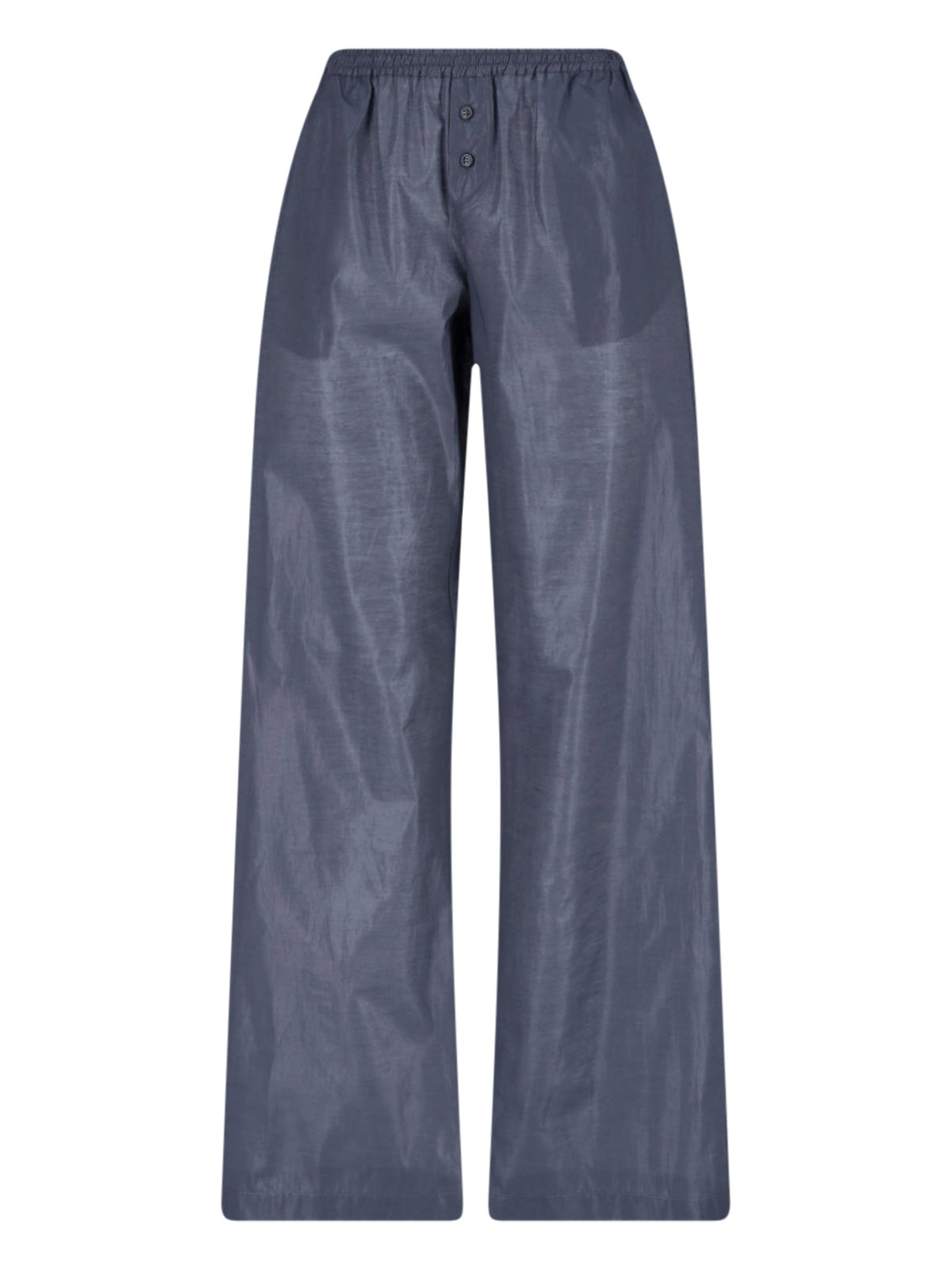 Blue Textured Elastic Waist Trousers