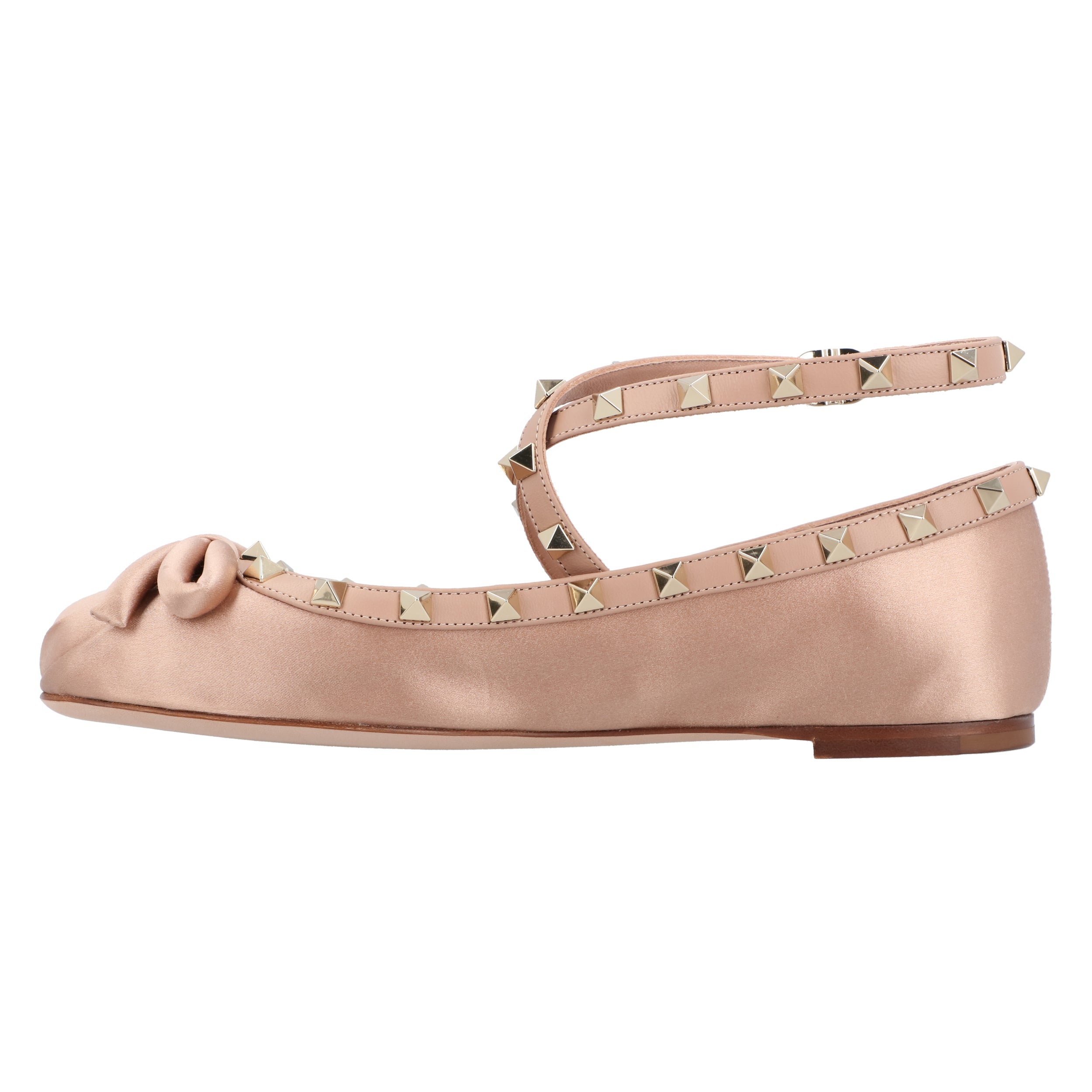 Rockstud Satin Ballerinas Pink