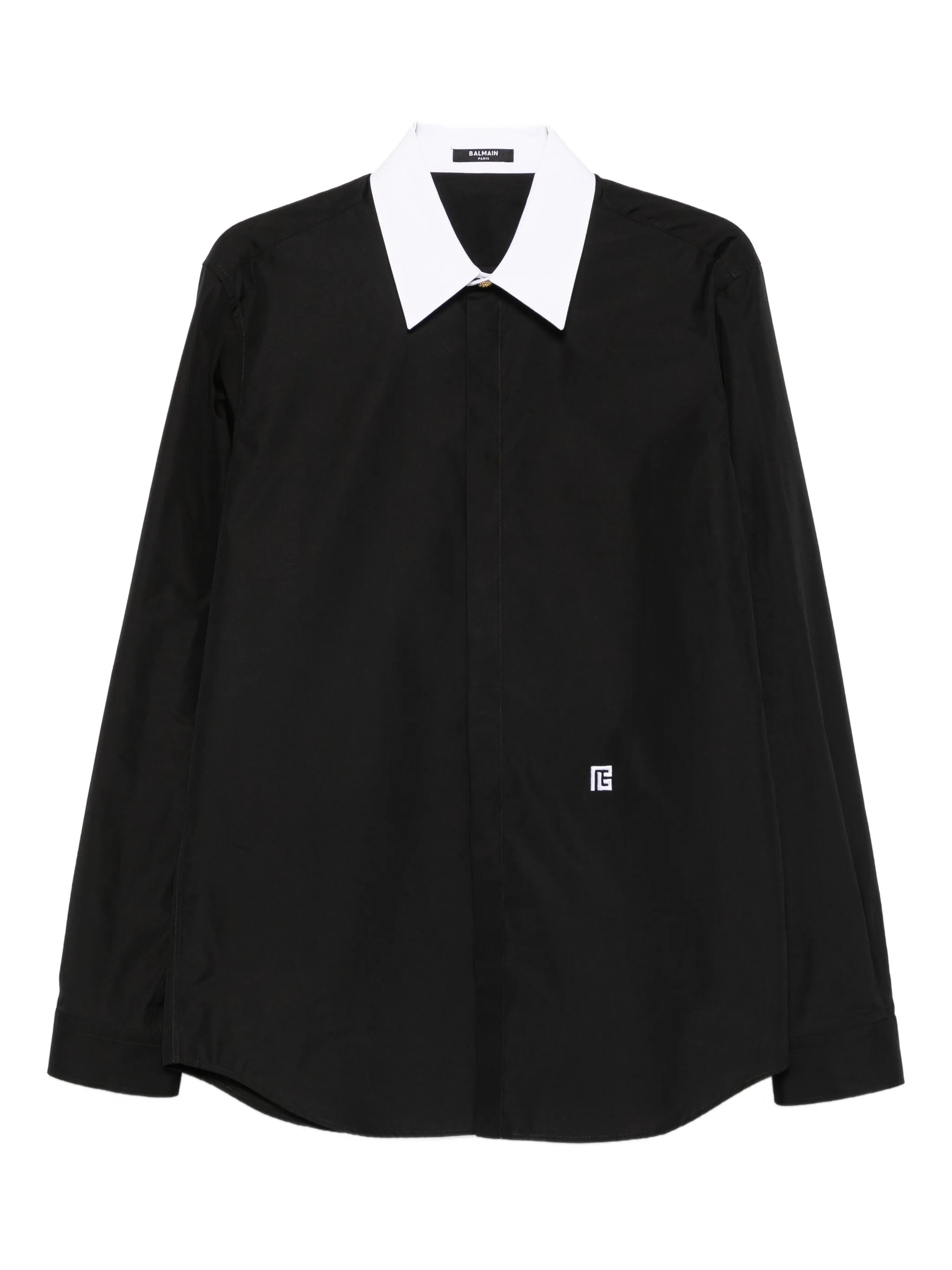 Black Ls Shirt White Collar Shirt