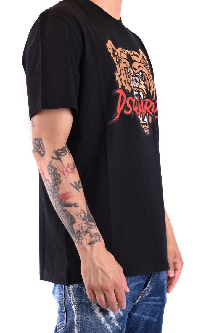 T-shirt z nadrukiem niedźwiedzia o swobodnym kroju