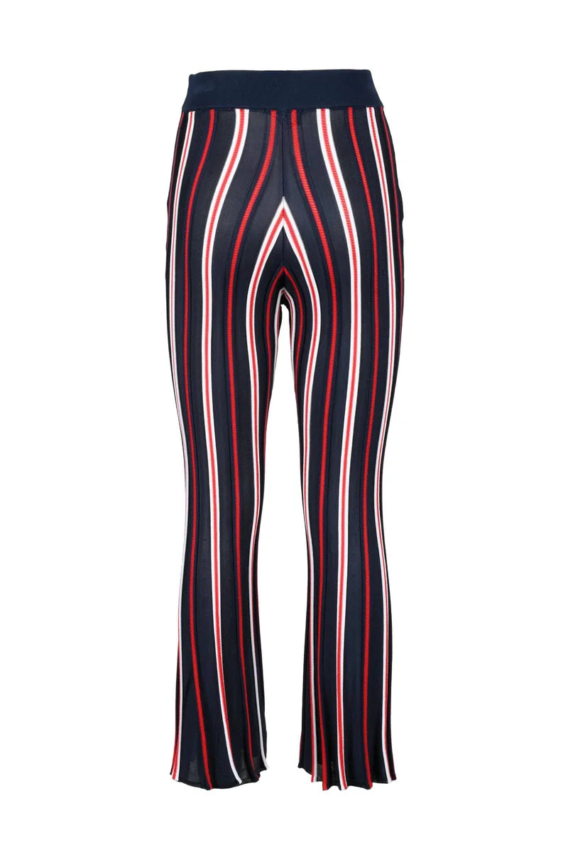 Knit Flare Trousers - Red/Blue