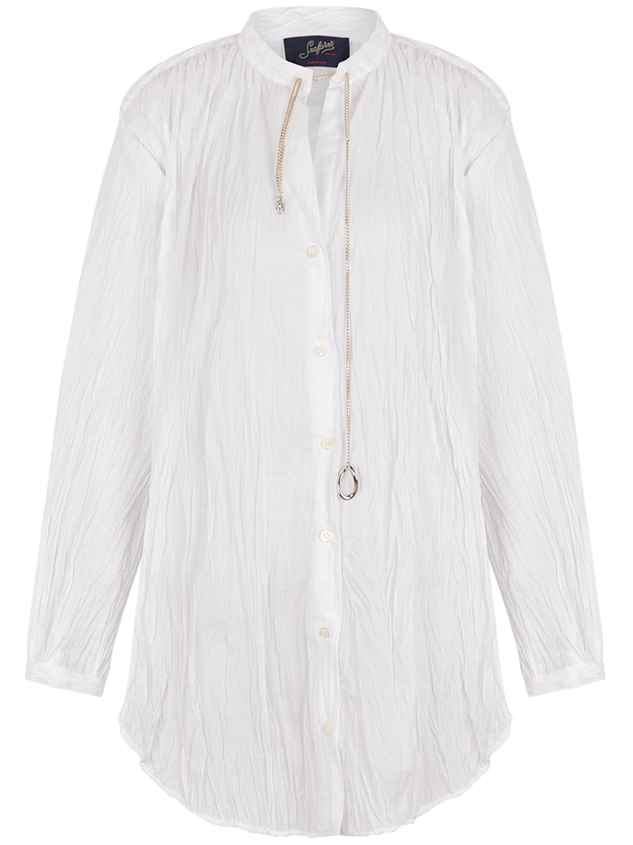 White Liona Crinkled Long-Sleeved Blouse