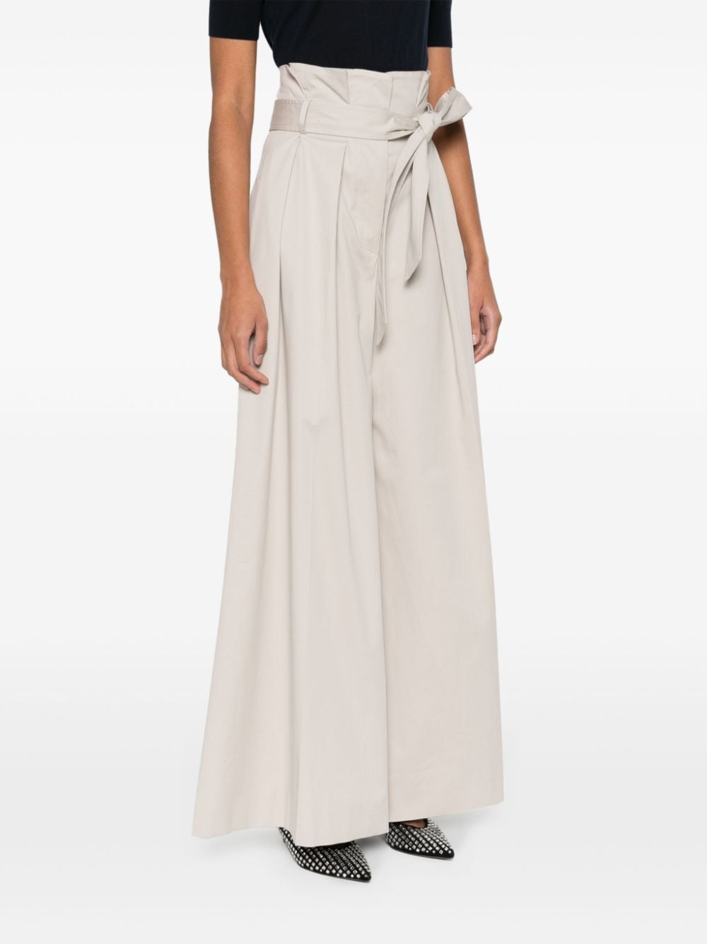 Wide-Leg Sand Beige Trousers