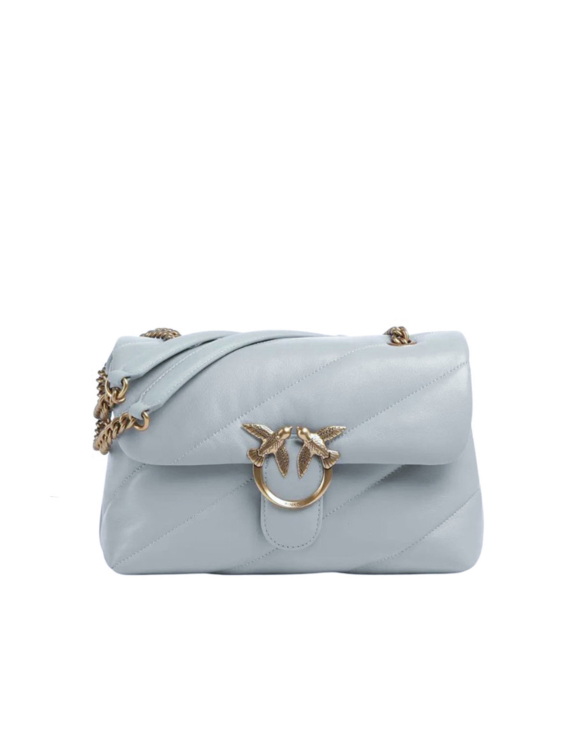 Borsa A Tracolla Media Love Bag Puff Perla Antique Gold