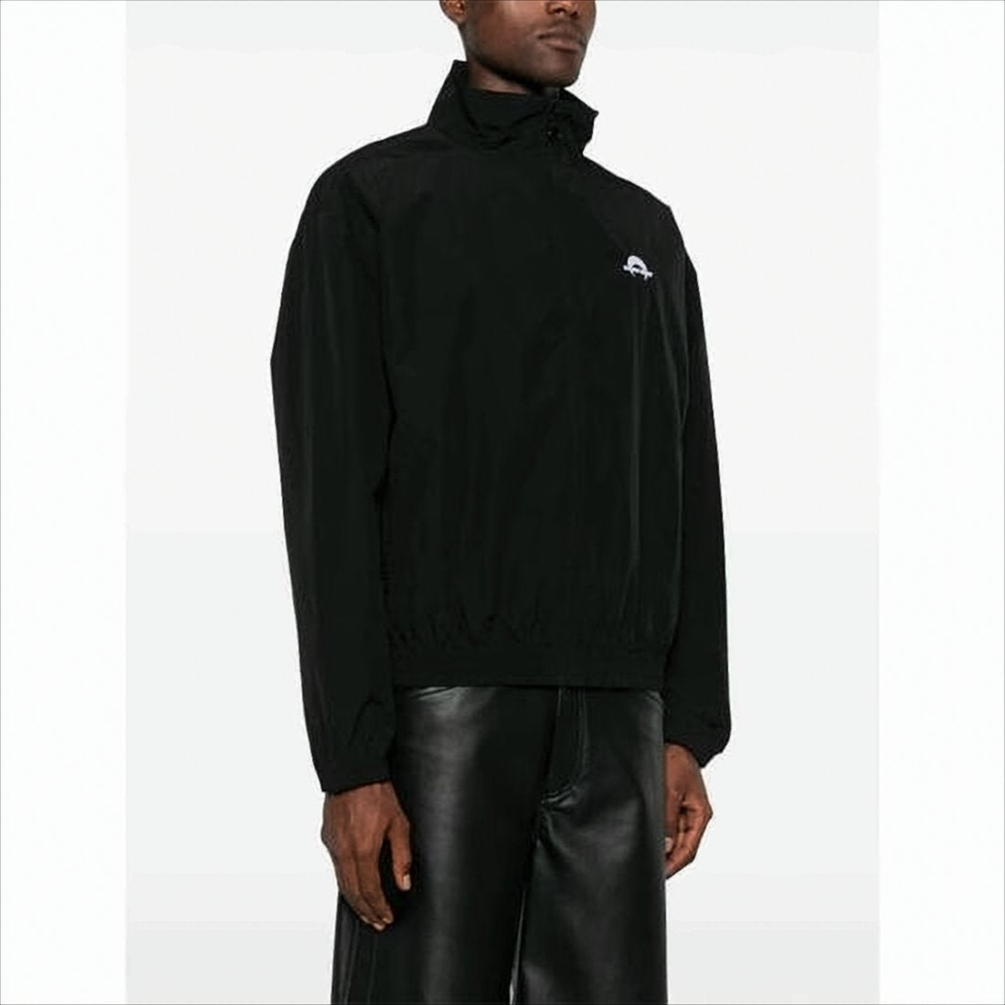 High Collar Black Jacket with Minimalist Design