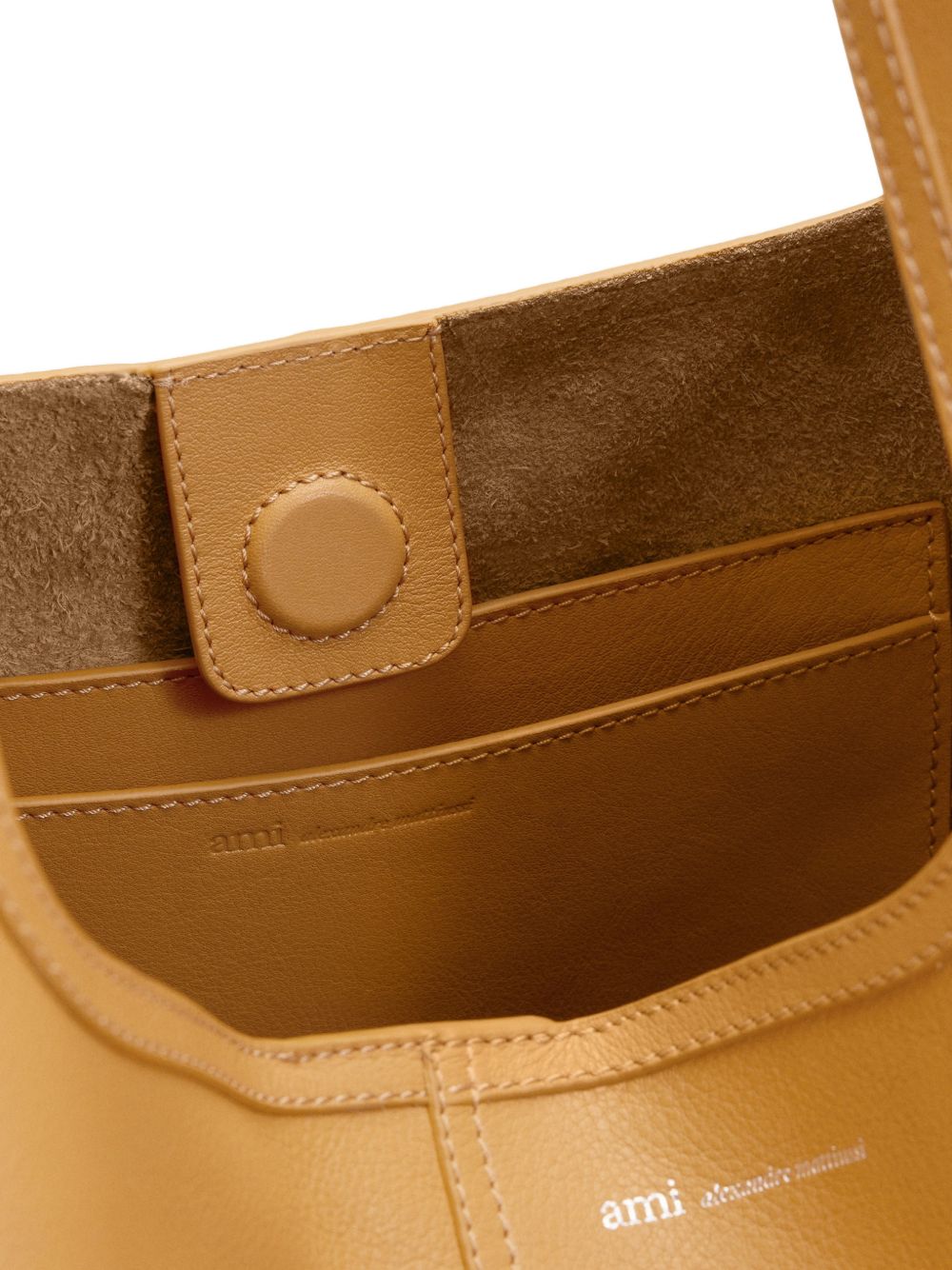 Honey Leather Shoulder Bag With Embossed Logo