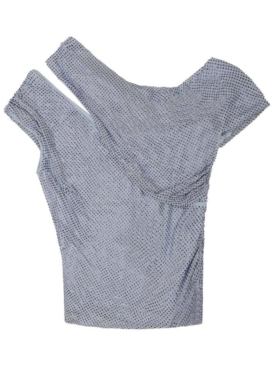 Asymmetrical One-Shoulder Top With Rhinestone Accents