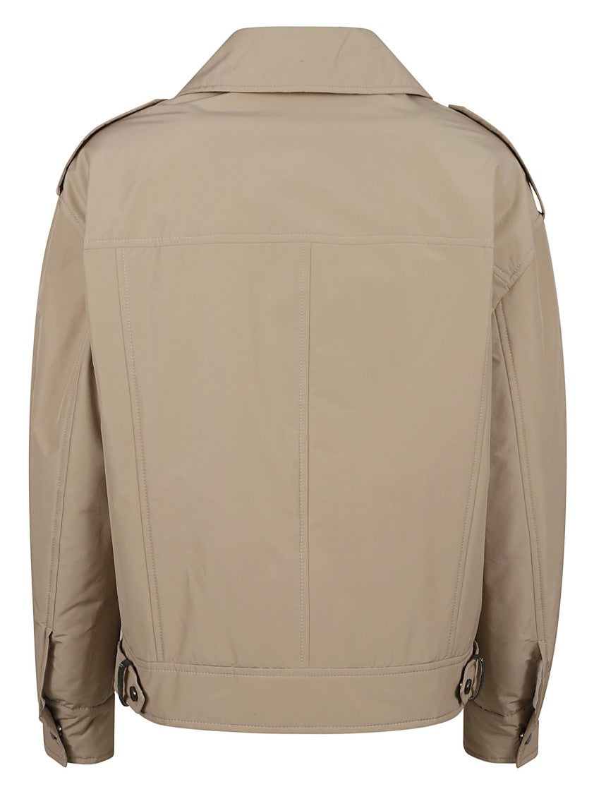 Cropped Jacket With Diagonal Zipper