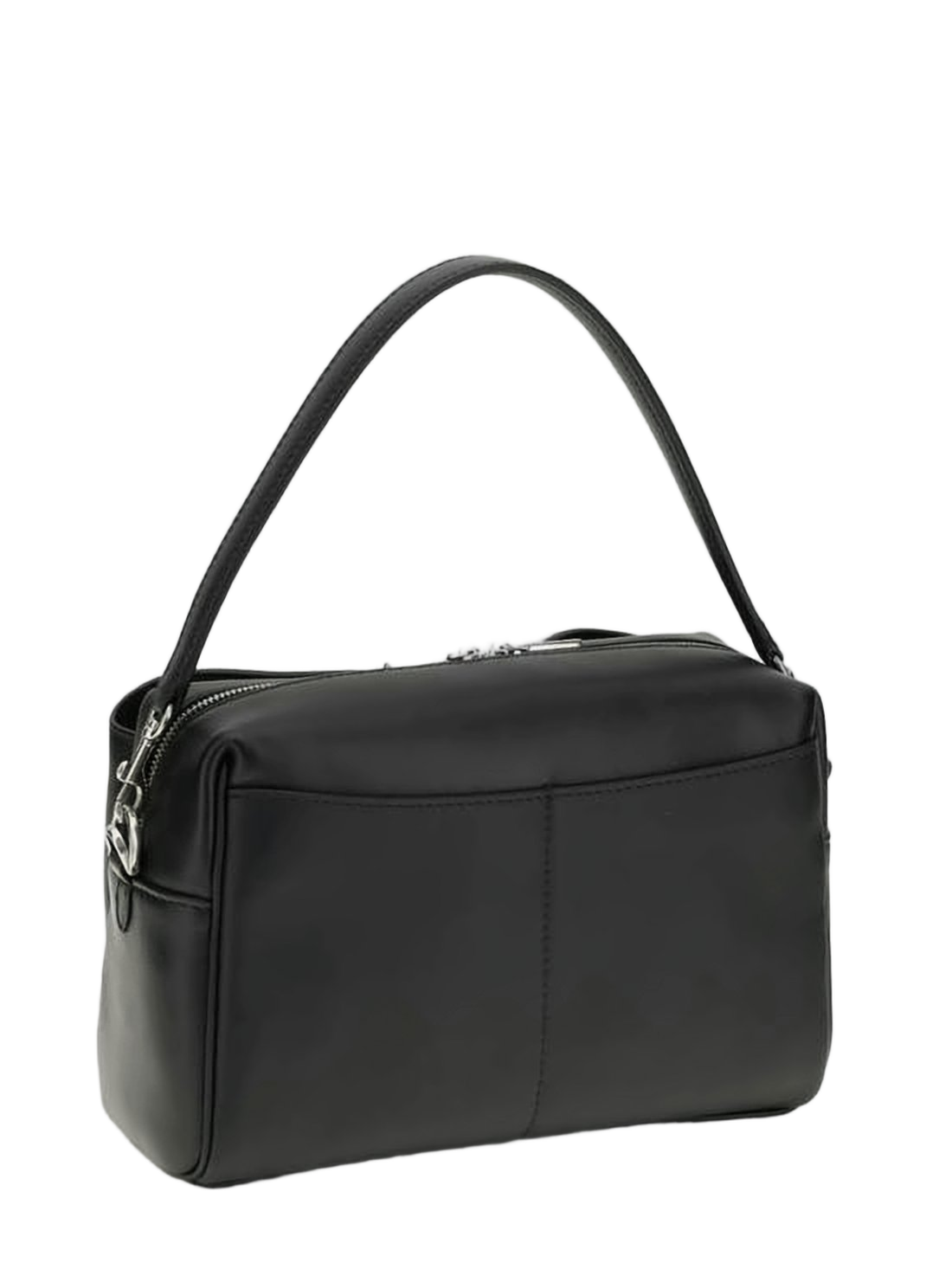 Rectangular Shoulder Bag with Silver-Tone Turn-Lock Closure