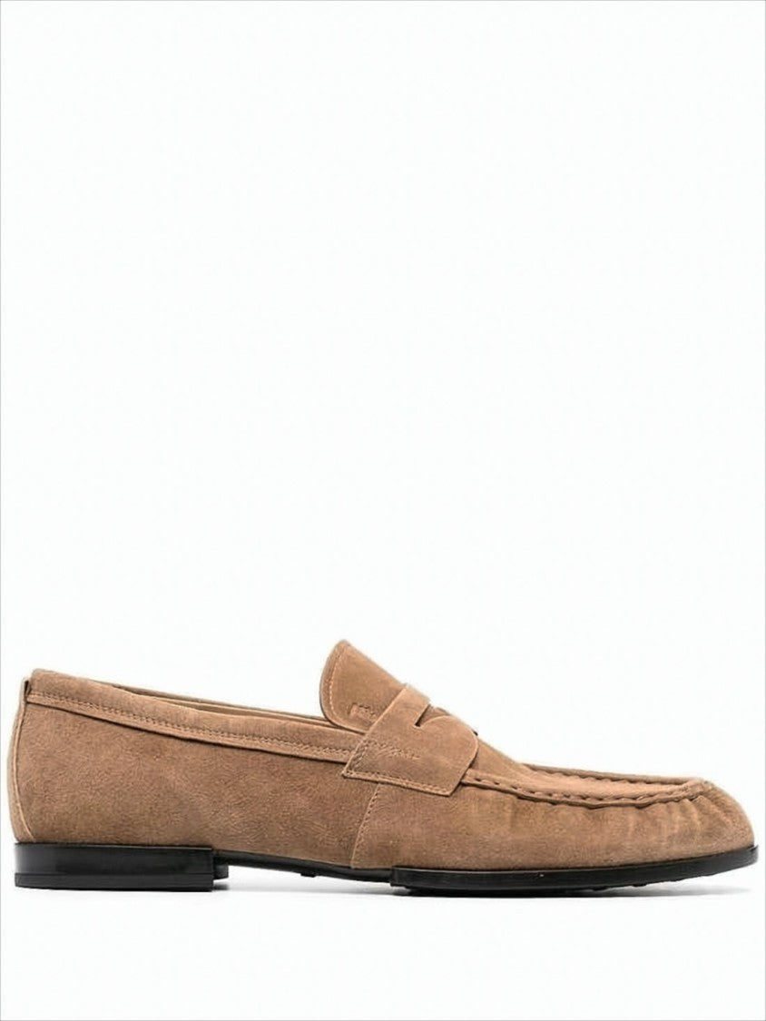 Smooth Suede Loafers with Rounded Toe and Subtle Strap