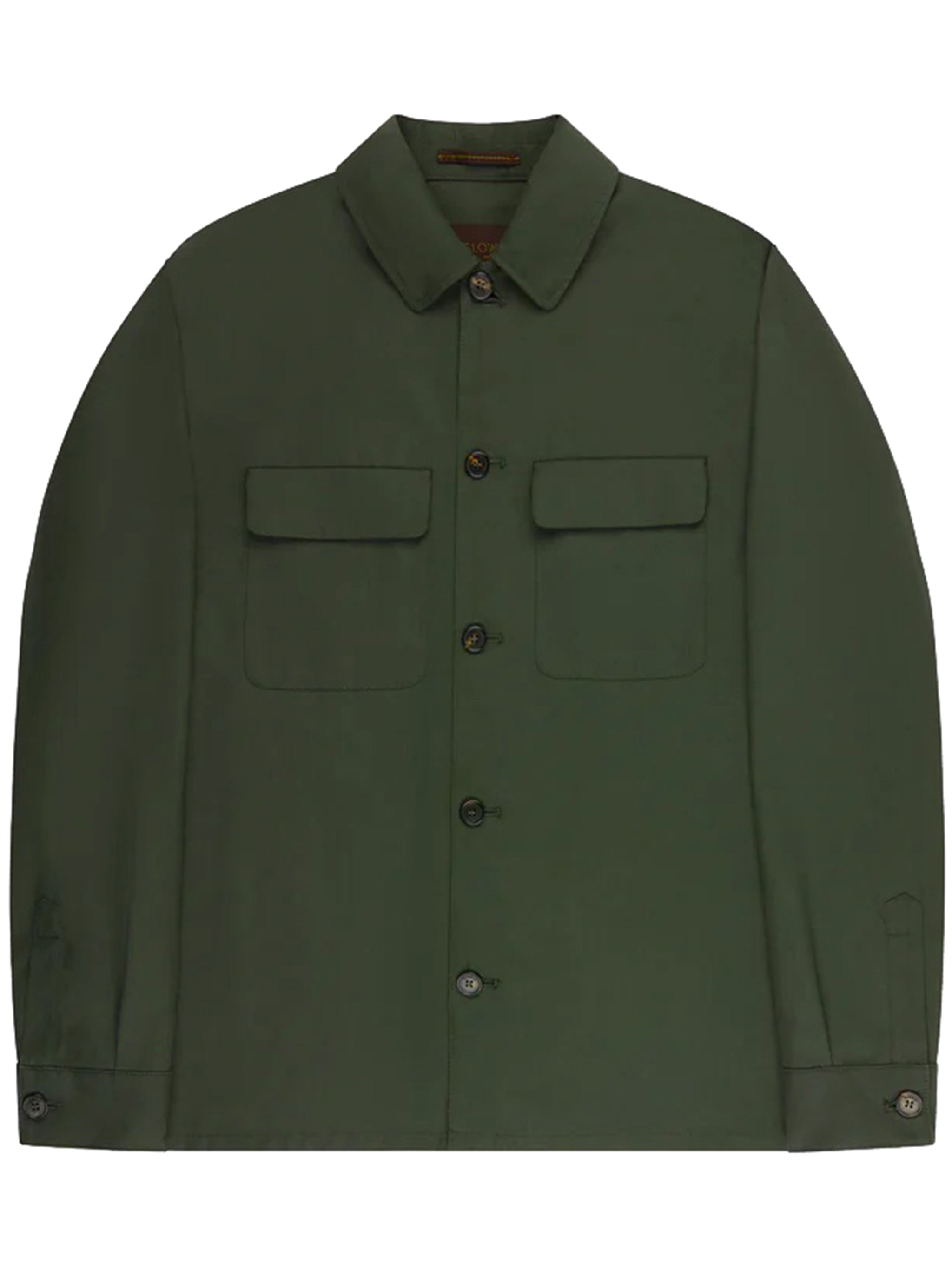 Dark Green Classic Collar Cotton Jacket