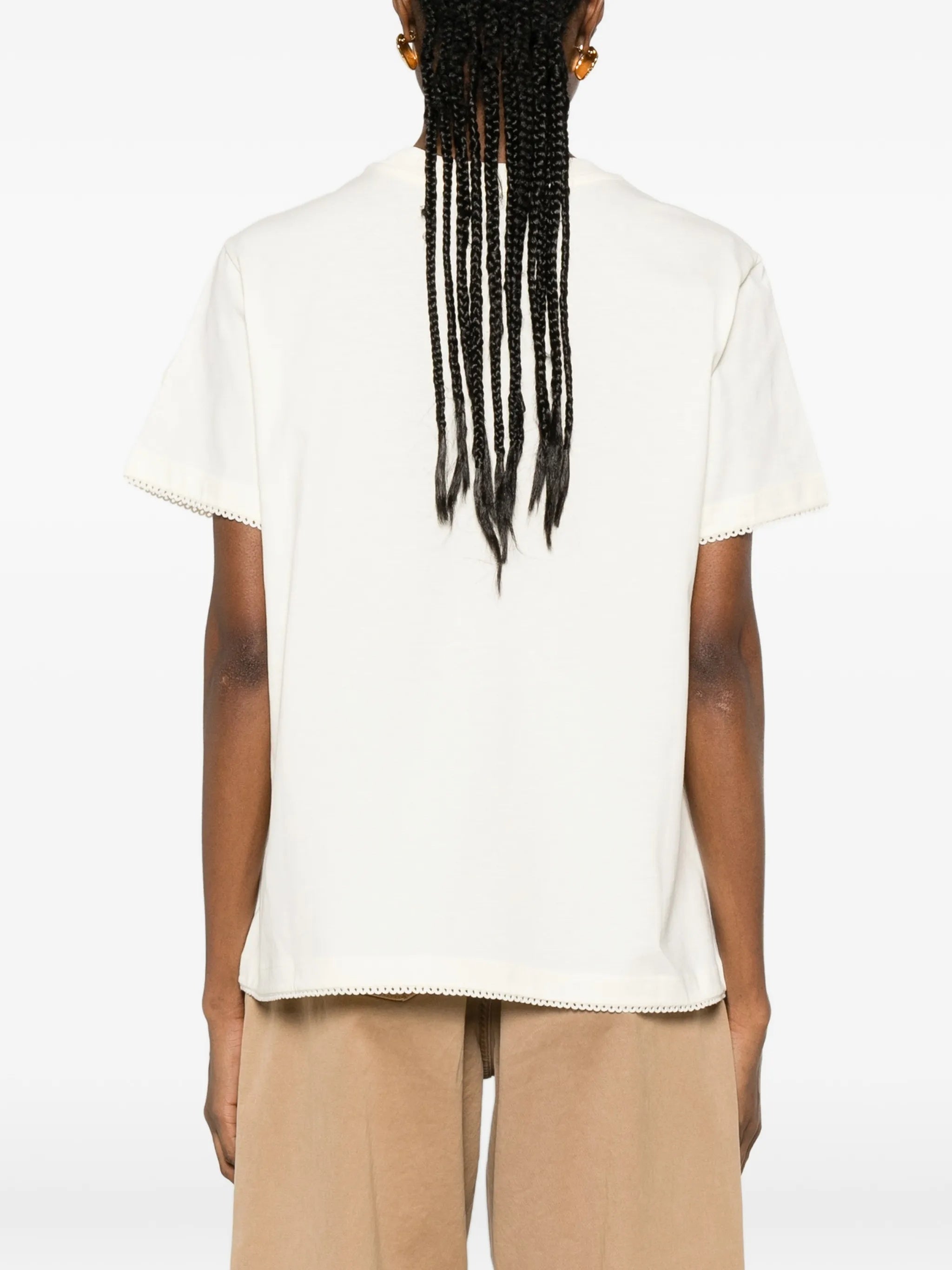 Black Scalloped Edge Short-Sleeved Top