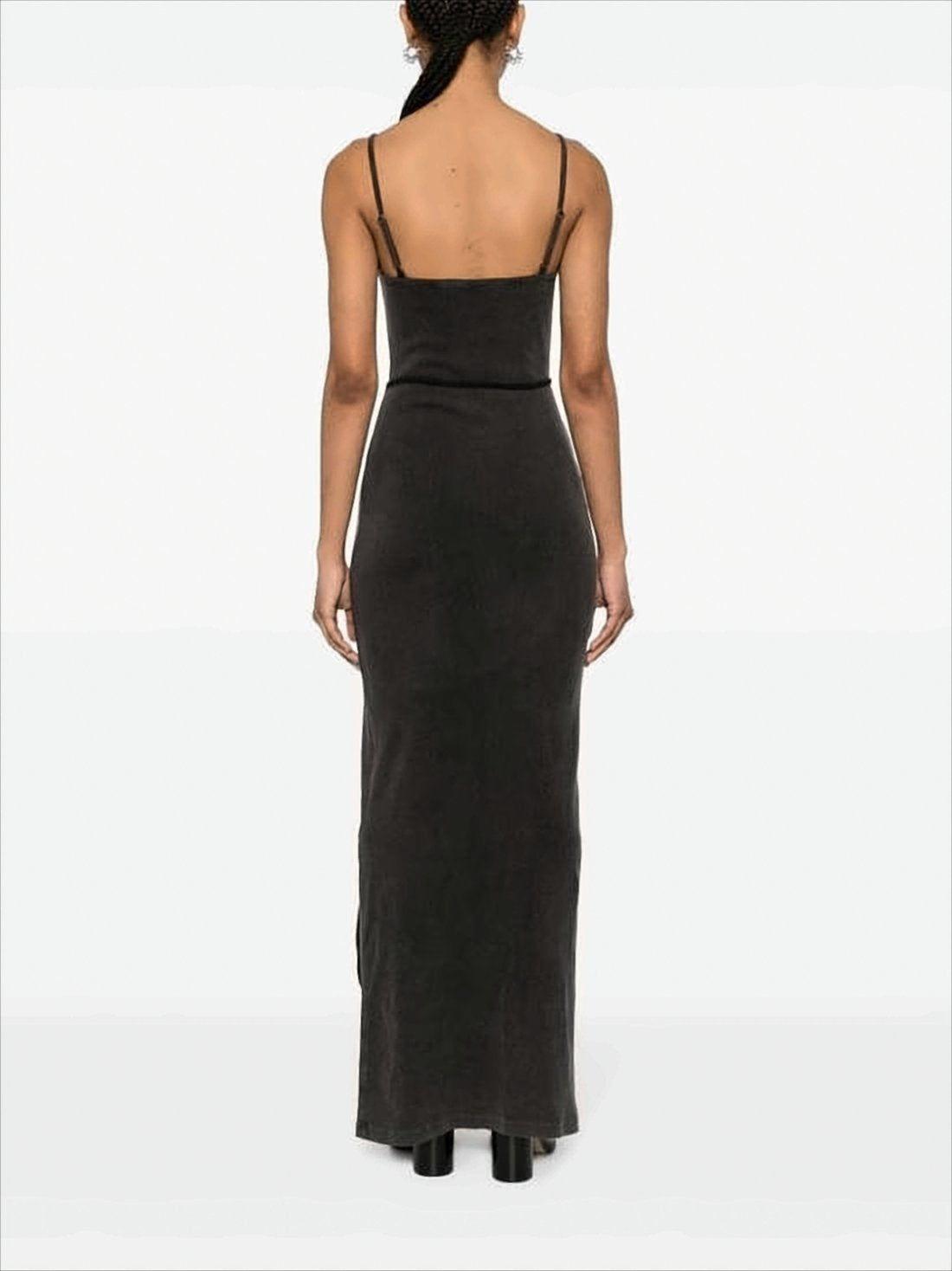 Black Body-Hugging Maxi Dress with Spaghetti Straps