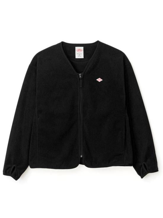Minimalist Black Zip-Up Jacket With Round Neckline