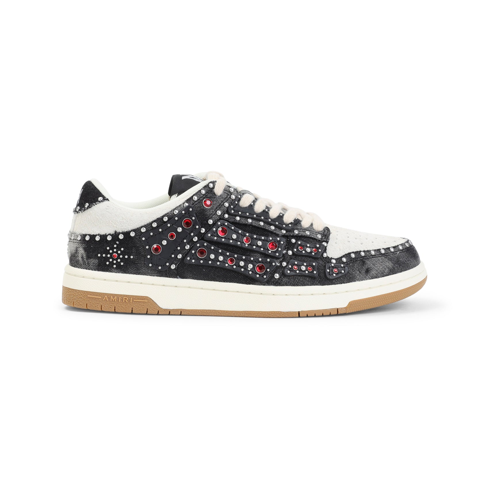 Textured Black Low-Top Sneakers With Studded Detailing