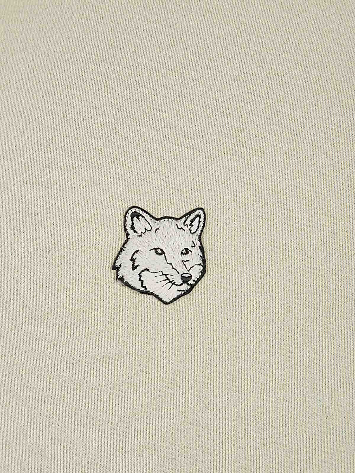 Crewneck Sweatshirt With Embroidered Fox Emblem