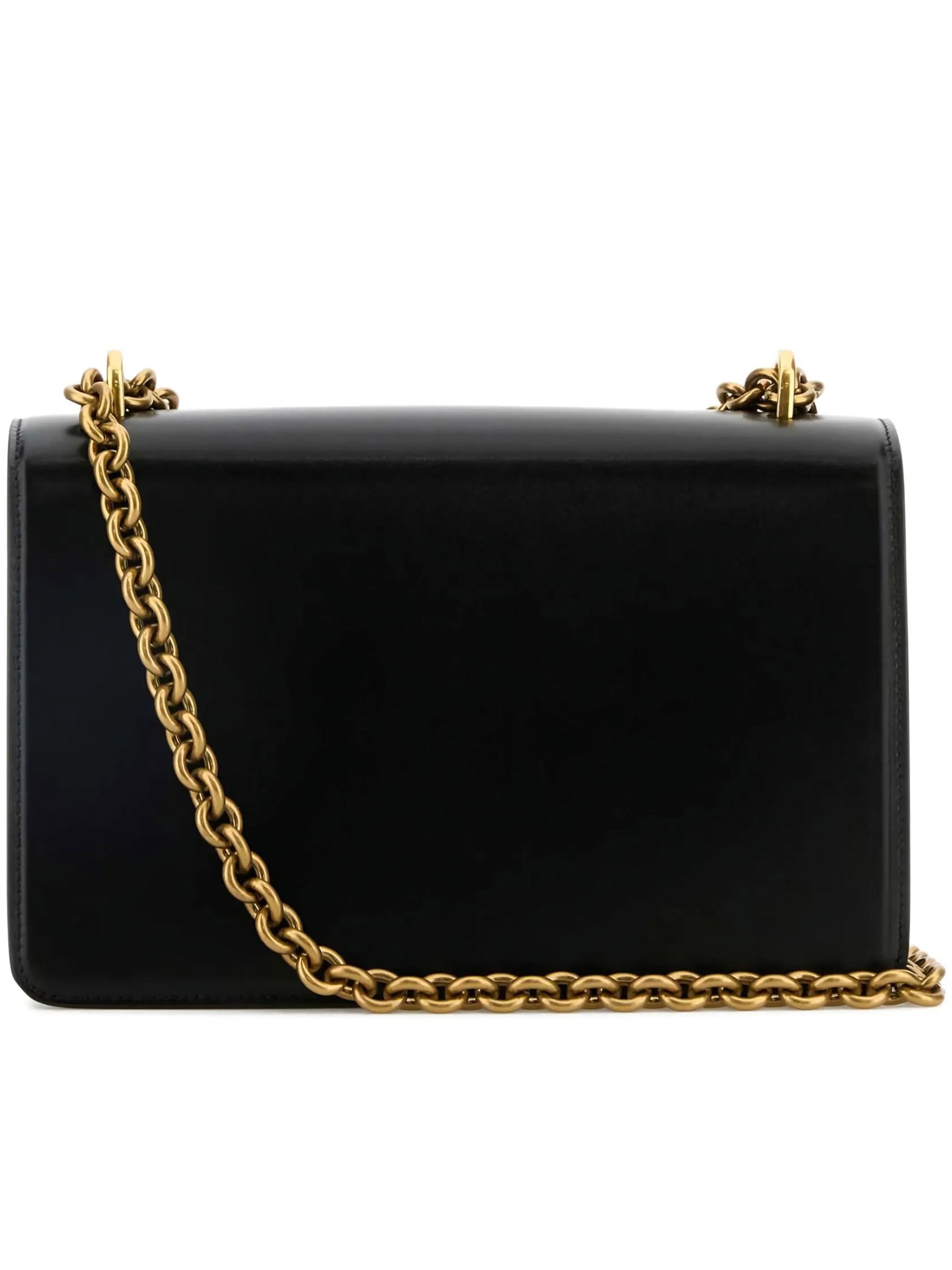 Vain Rectangular Leather Gold Logo Bag
