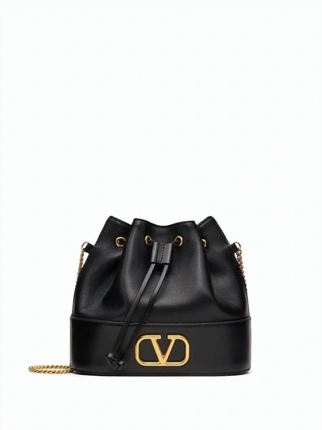 Black Leather Crossbody Bag with Gold Hardware