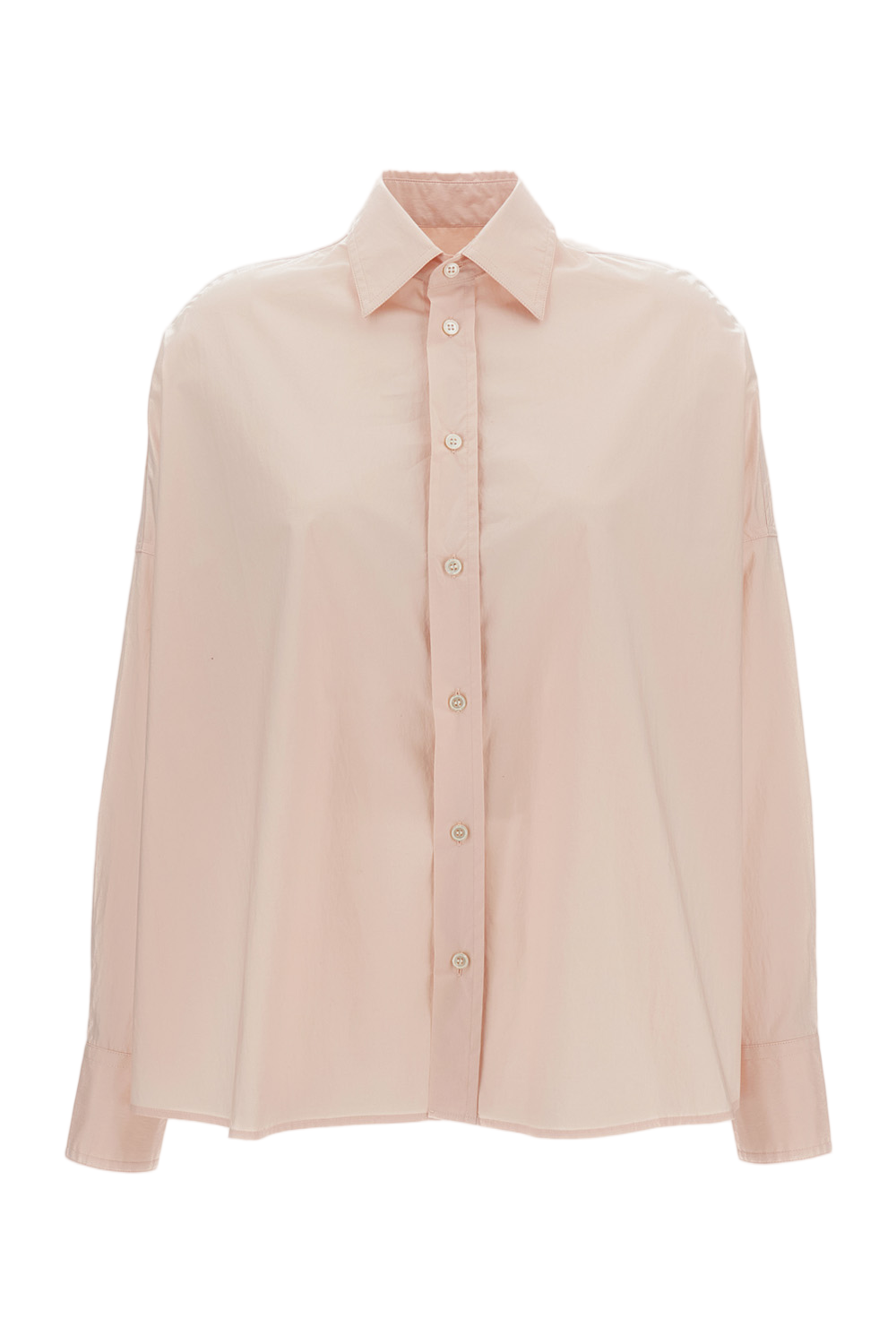 Oversized Cotton Shirt With Pointed Collar And Buttoned Cuffs