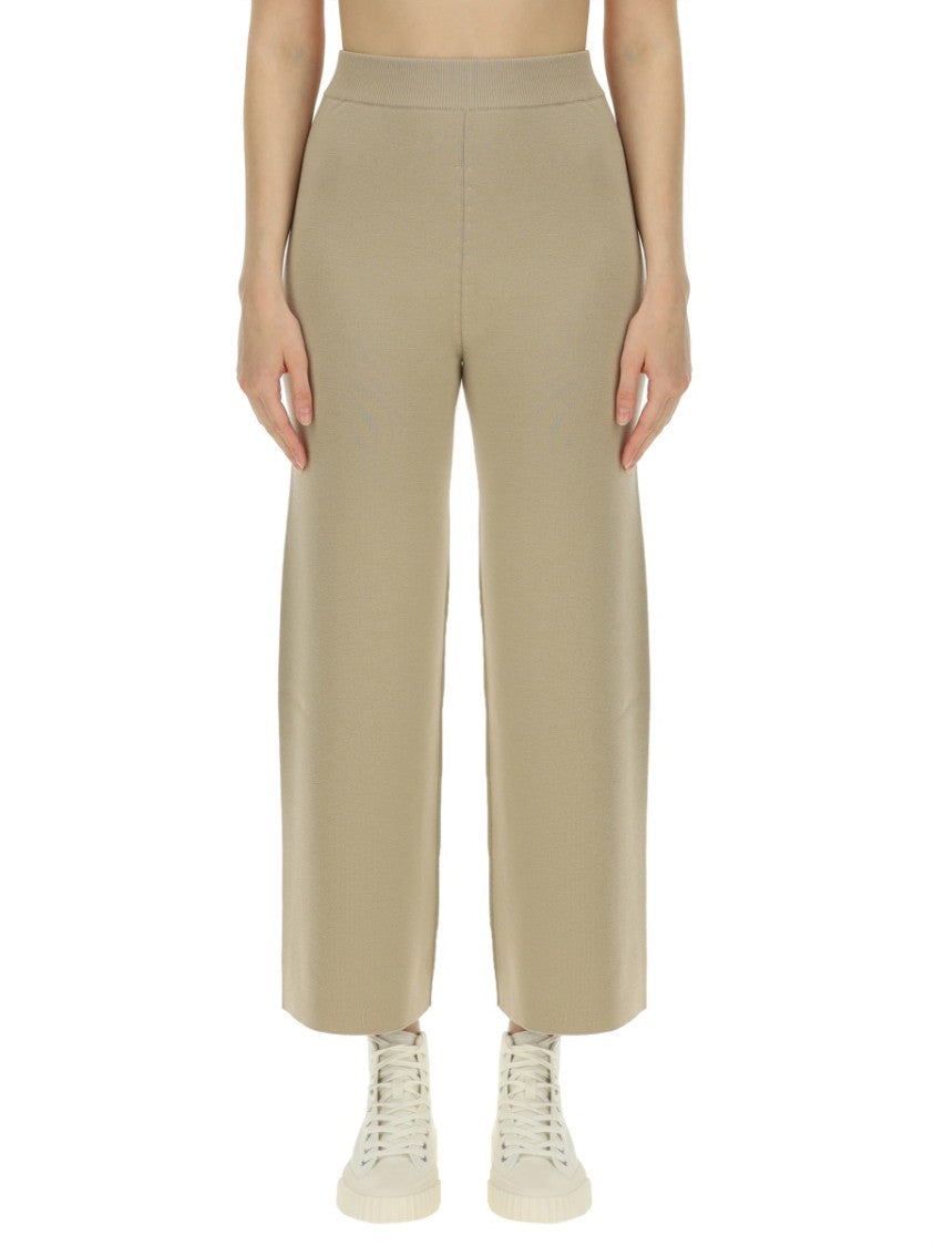 Cropped Wool Pants With Wide Leg Design
