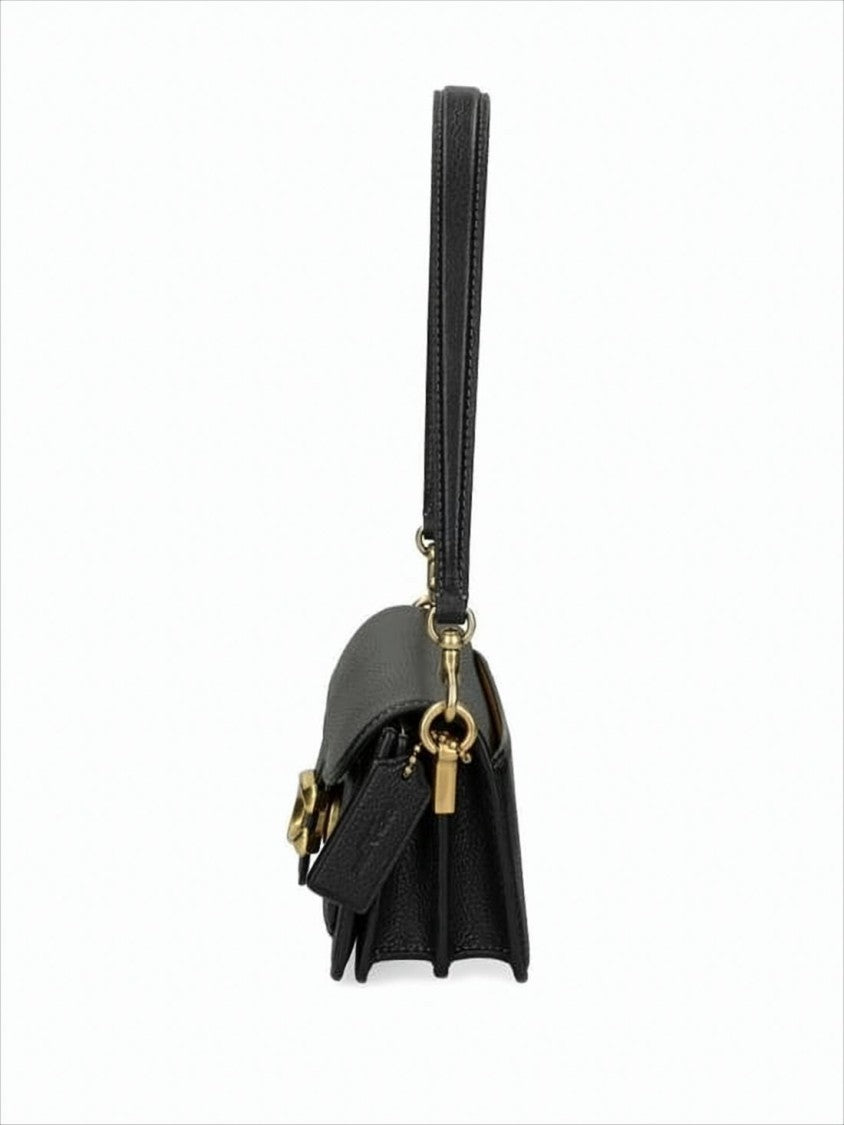 Structured Black Calf Leather Crossbody Bag
