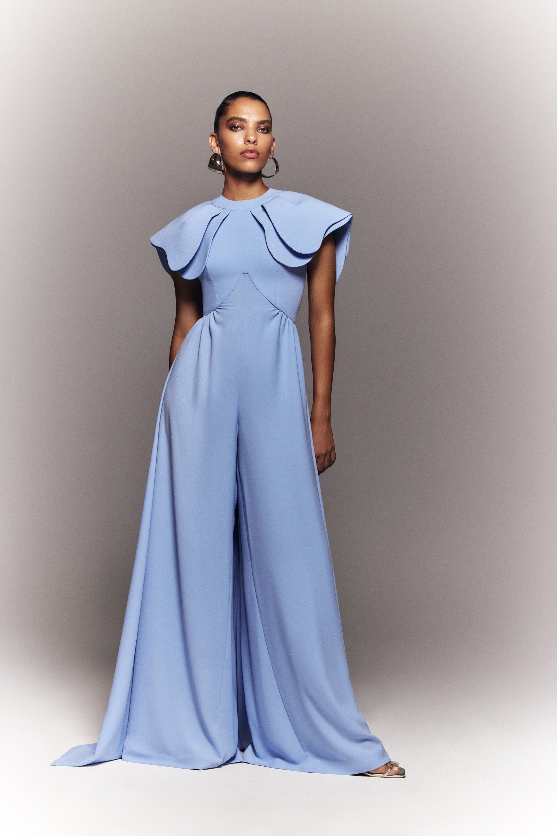 Back Overskirt Crepe Jumpsuit