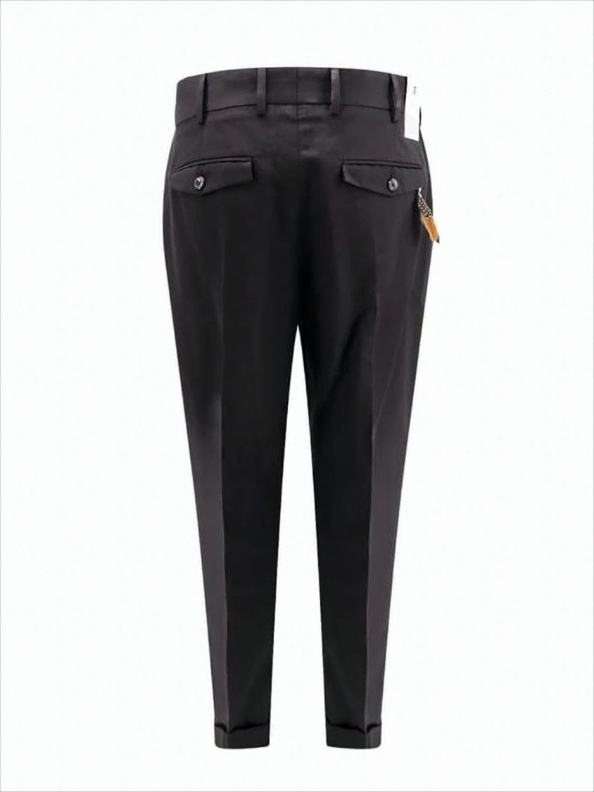 Tailored Black Suit Pants With Cropped Length And Feather Charm