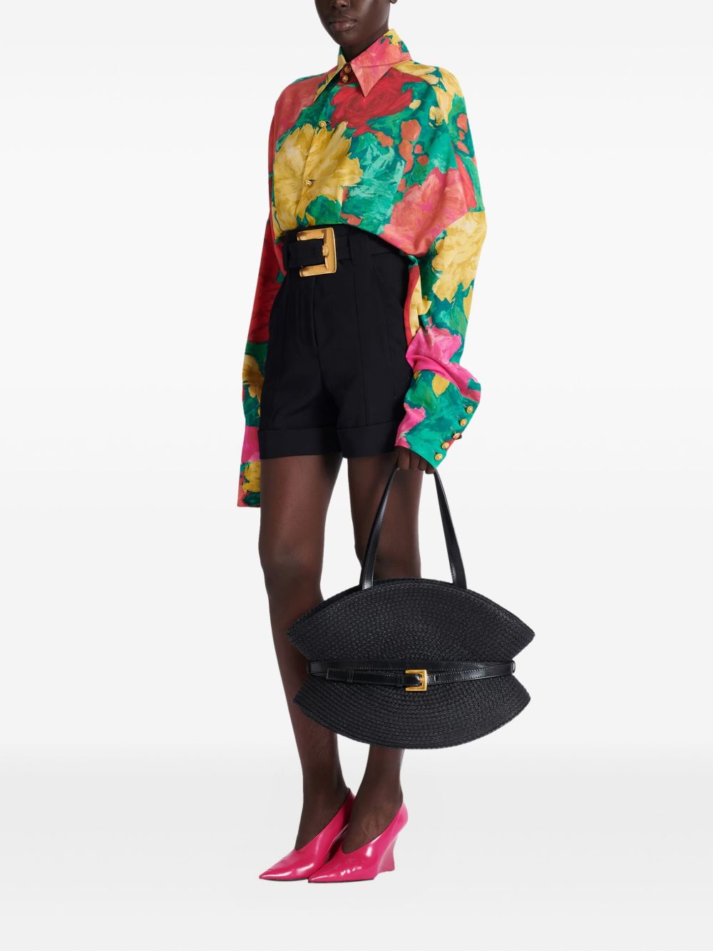 Sculptural Black Calfskin Leather Bag