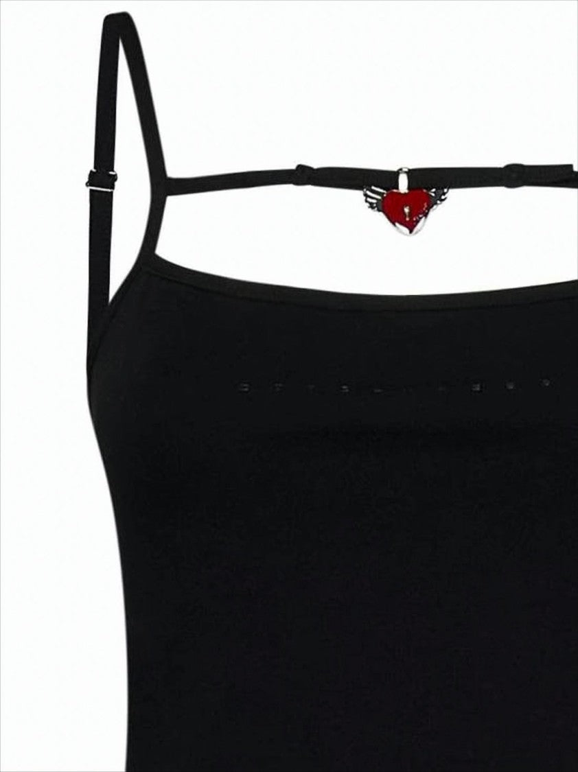 Fitted Sleeveless Top with Decorative Neckline Detail