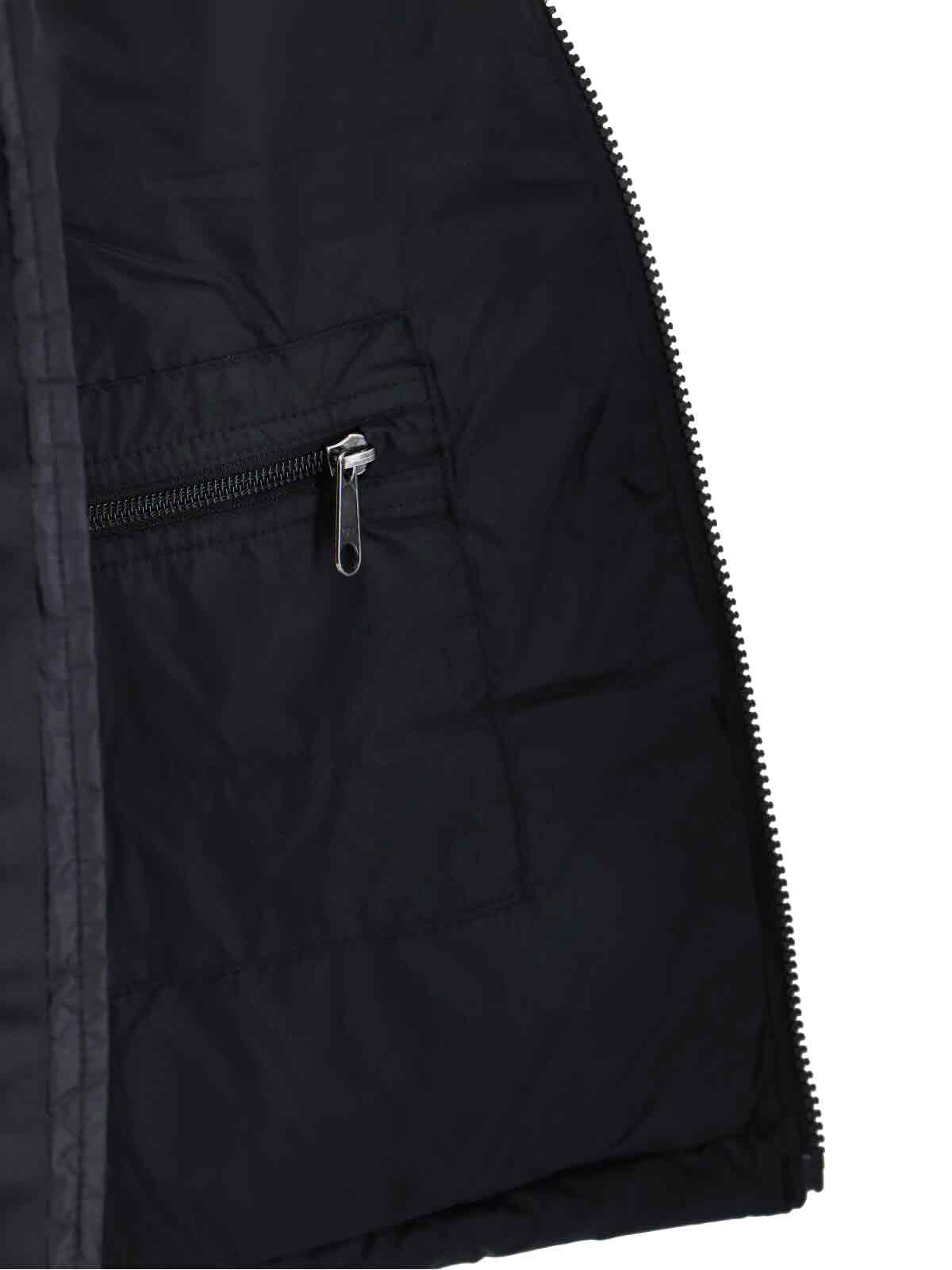 Quilted Black Down Coat With Removable Hood And Adjustable Features