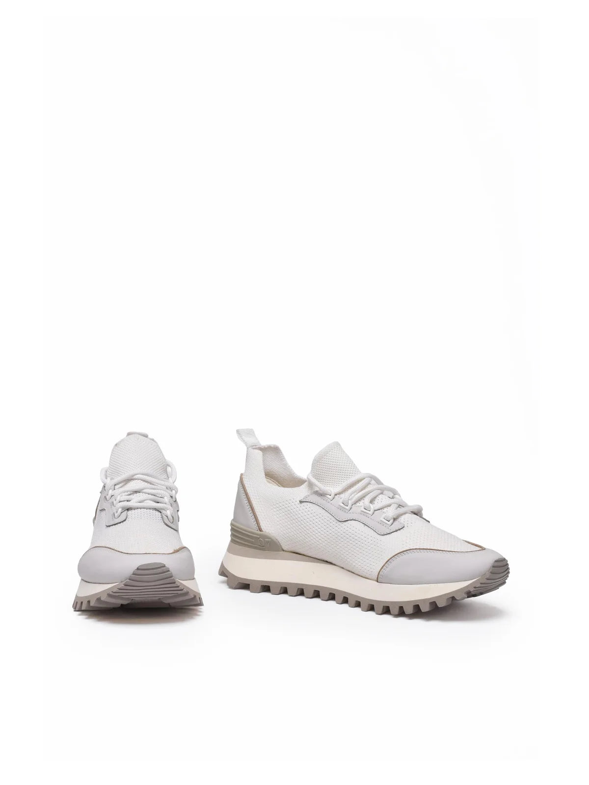 White Men Mixed Fiber Leather Sneakers