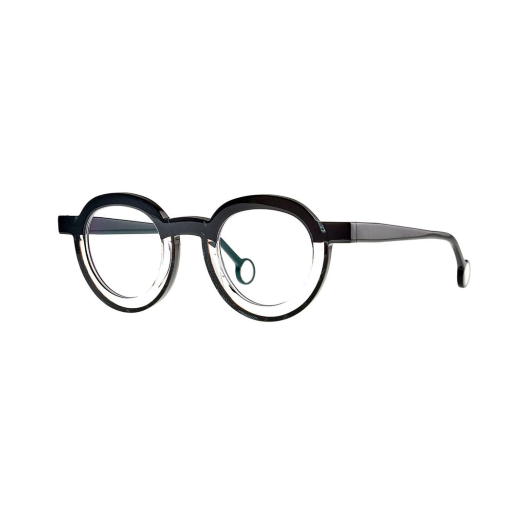 Ayunan 001 Black+Astrakhan+Transparent Round Astrakhan Sunglasses with Bold Black