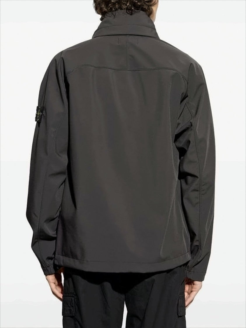 Relaxed Fit Grey Jacket with High Collar and Zipper Closure