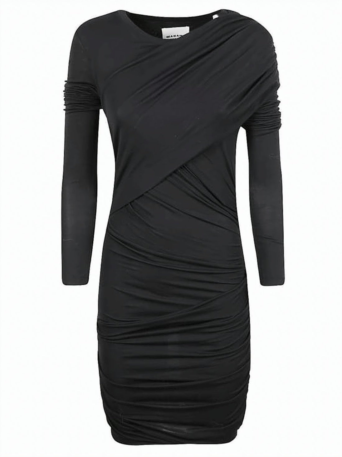 Ruched Fitted Midi Dress with Asymmetrical Neckline