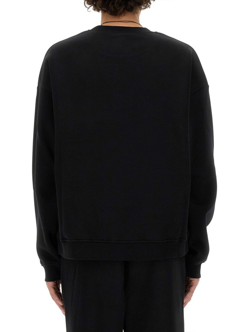 Black Sweatshirt With Crew Neckline