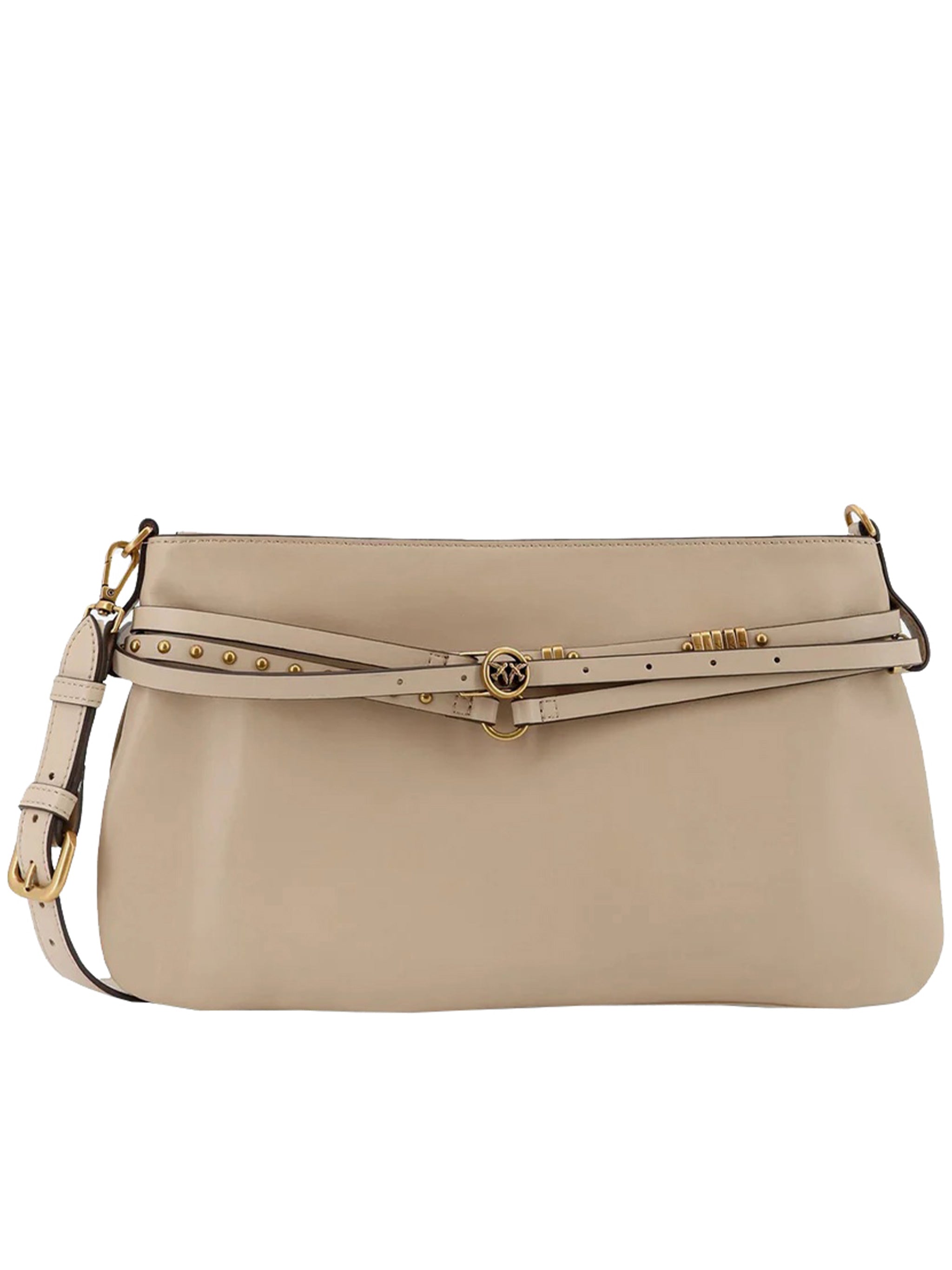 Neutral Mini Structured Studded Shoulder Bag