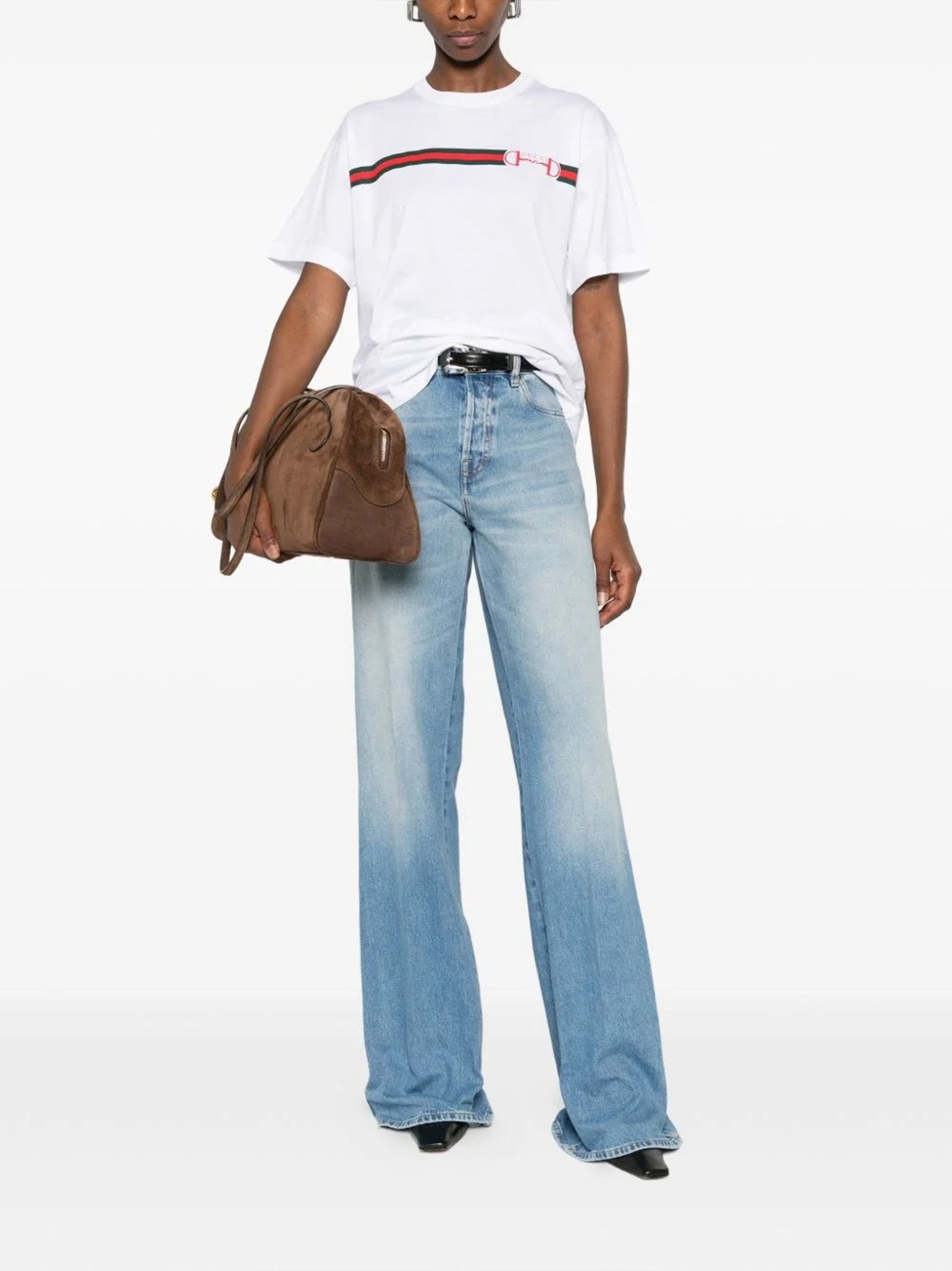 White Regular Light Jersey Horsebit Top