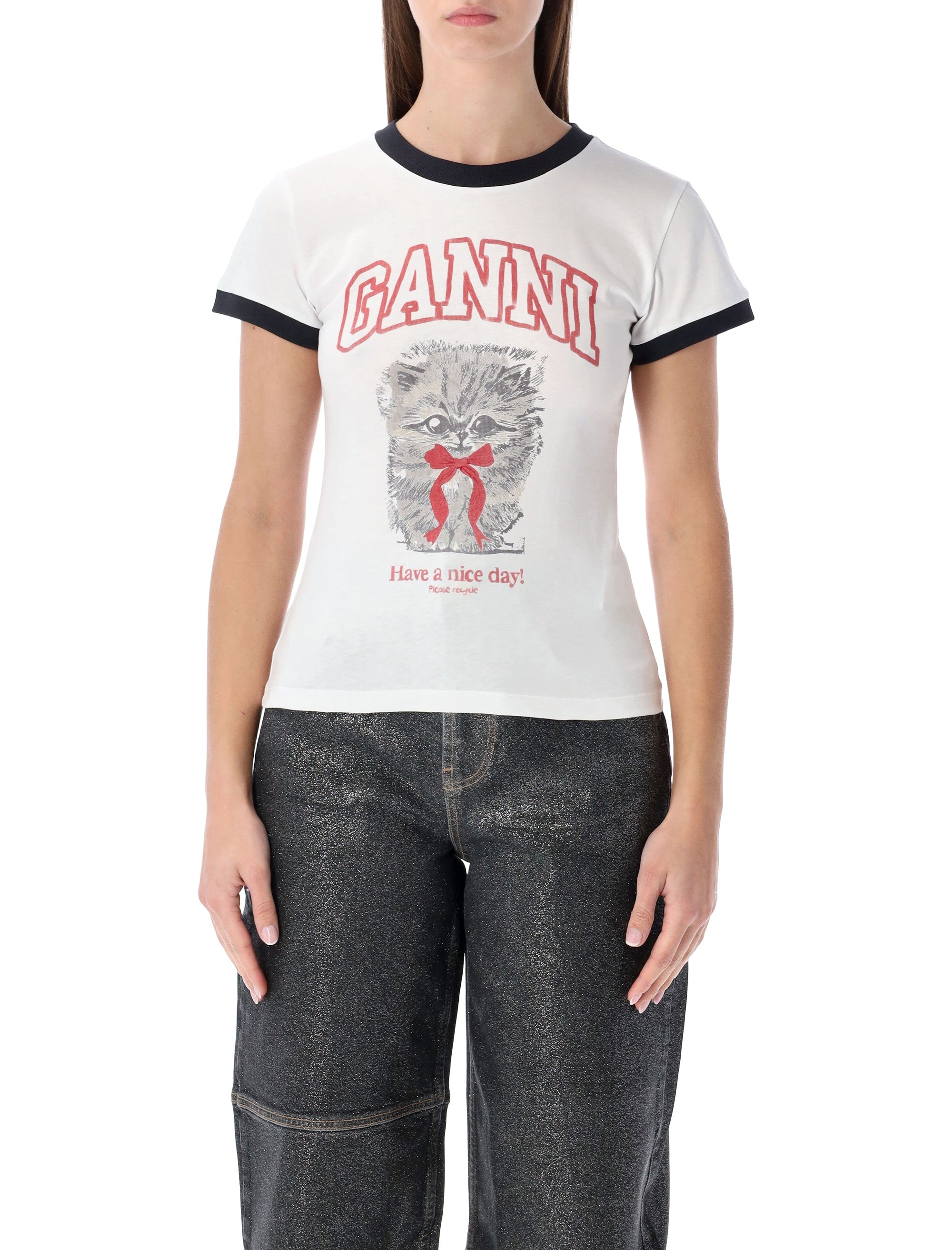 White Cropped Kitty T-Shirt