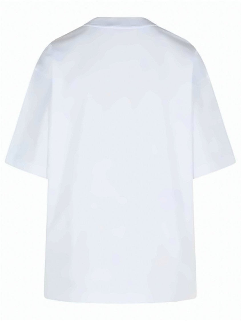 White Short-Sleeve T-Shirt with Abstract Floral Design
