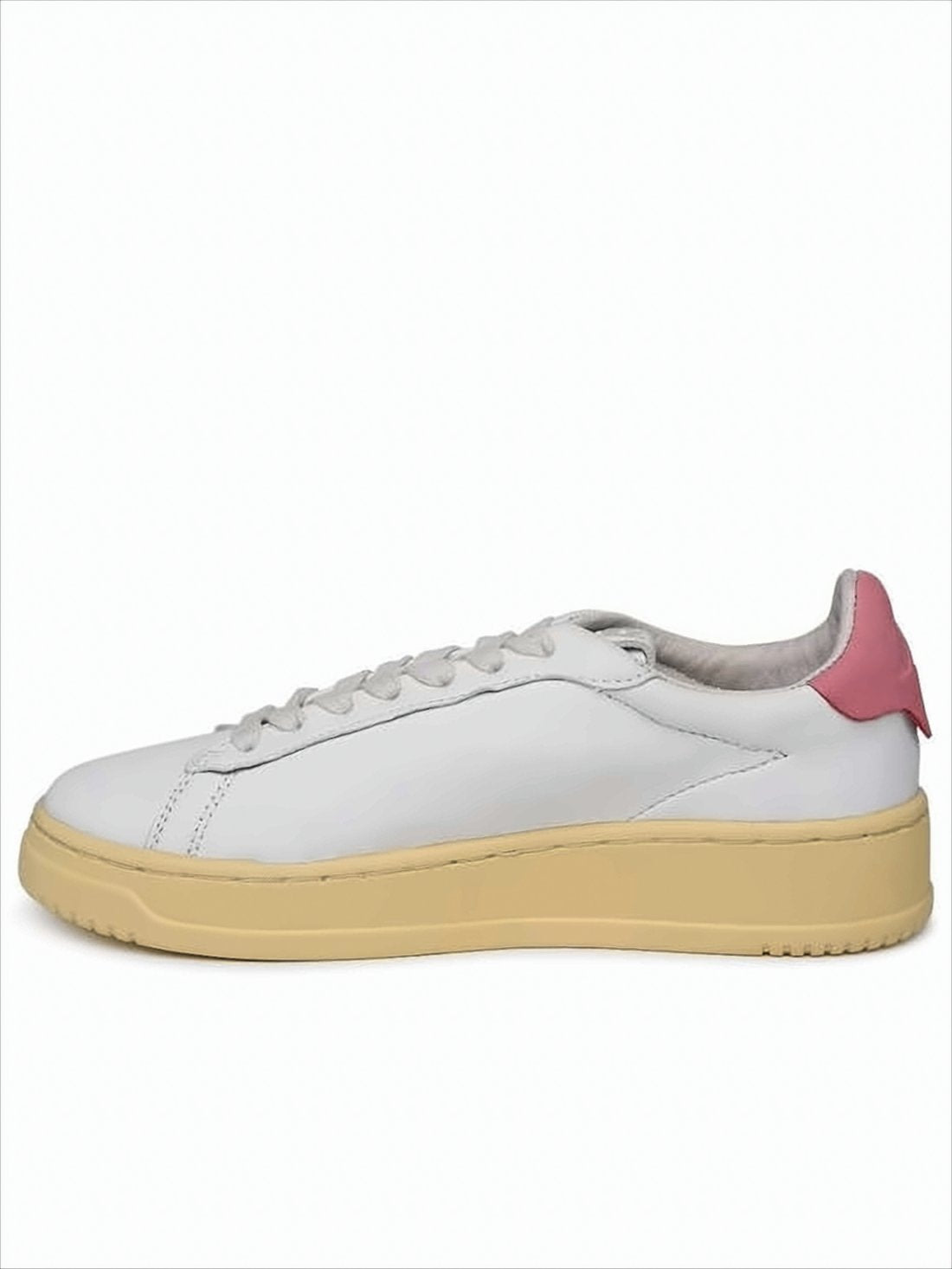 Low-Top Leather Sneakers with Contrasting Rubber Sole