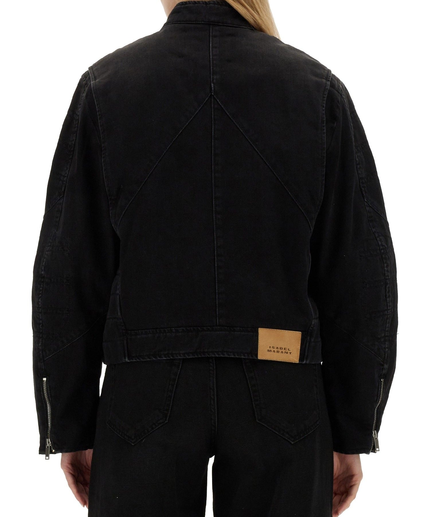 Cropped Black Denim Jacket with Boxy Silhouette