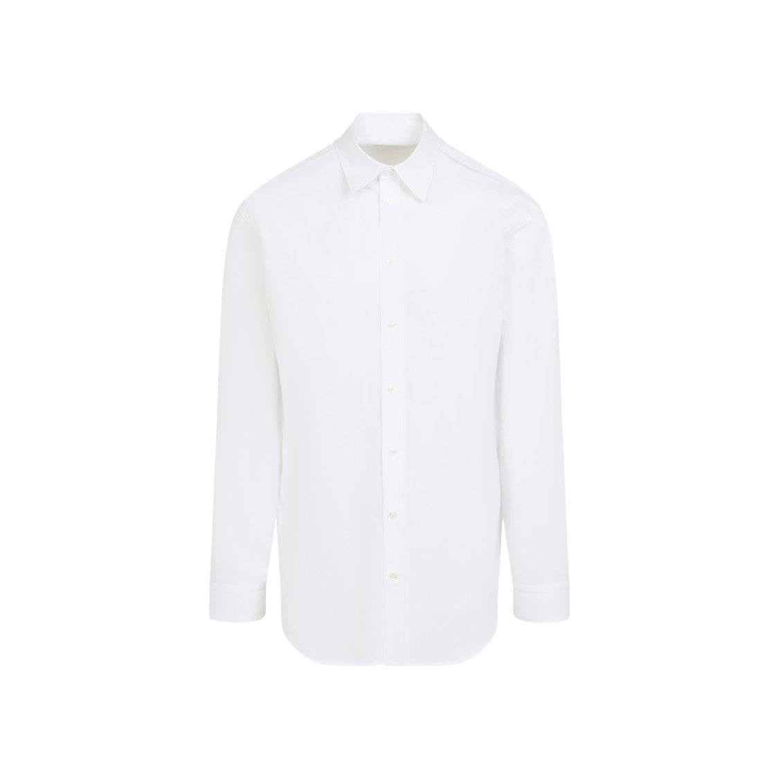 White Cotton Shirt With Pointed Collar