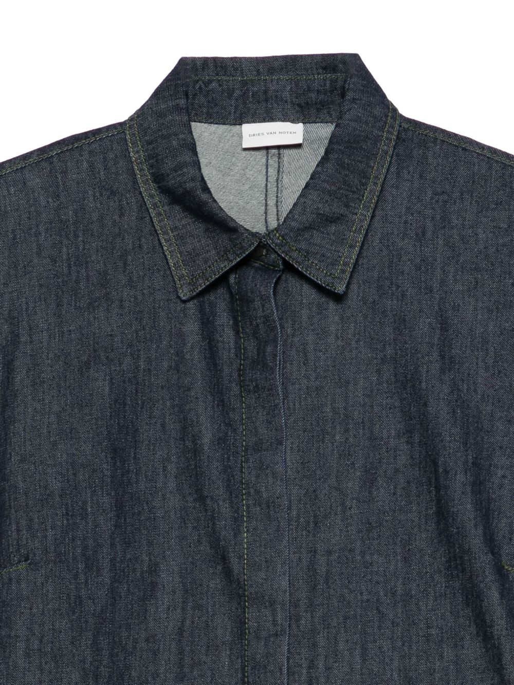 Denim Long-Sleeved Shirt With Classic Collar