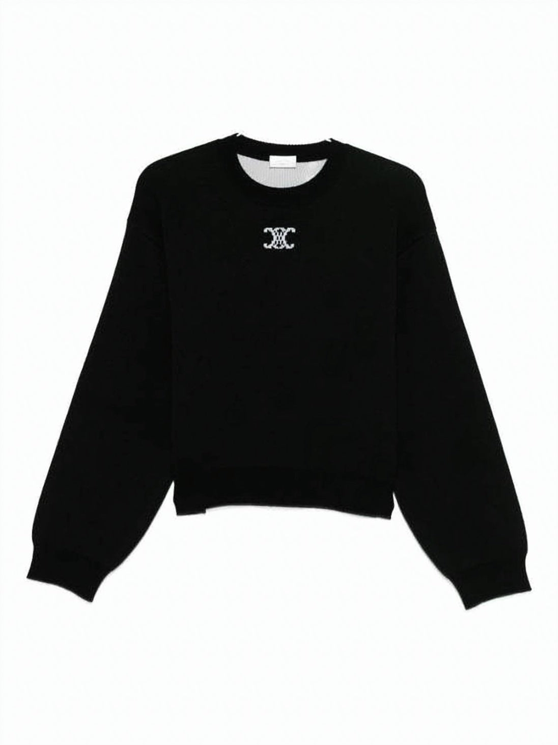 Relaxed Fit Cropped Sweater with Embroidered Logo
