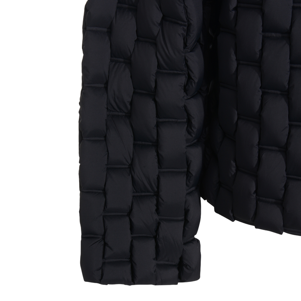 Quilted Black Coat with High Collar