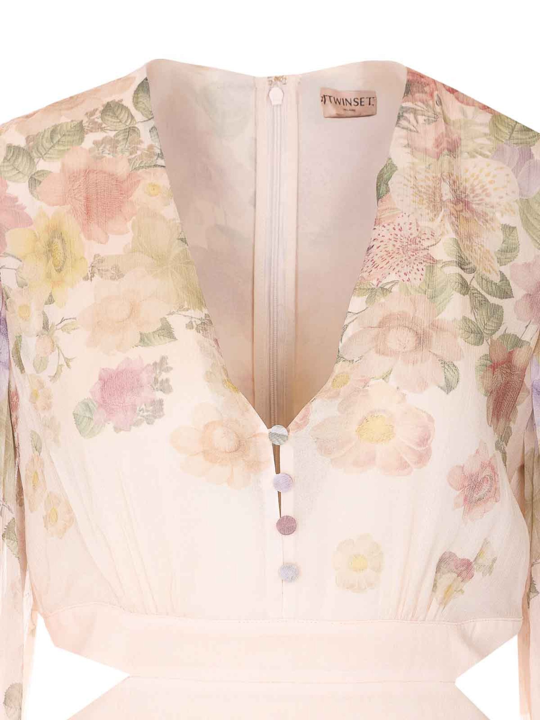 Delicate Floral Print Mini Dress with Puff Sleeves